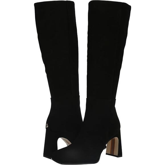 Sam Edelman Size 8.5 Black Suede Issabel Heeled Knee High Boots Square Toe P28-1 - Picture 1 of 9